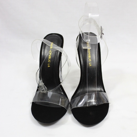 Chunky Block Chunky Clear Lucite Perspex Sandals - Picture 4 of 4
